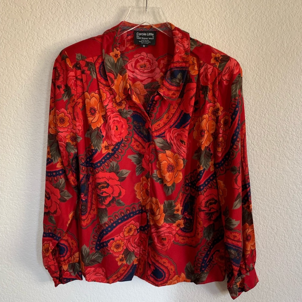 Vintage Carol Little floral button down, sz 10